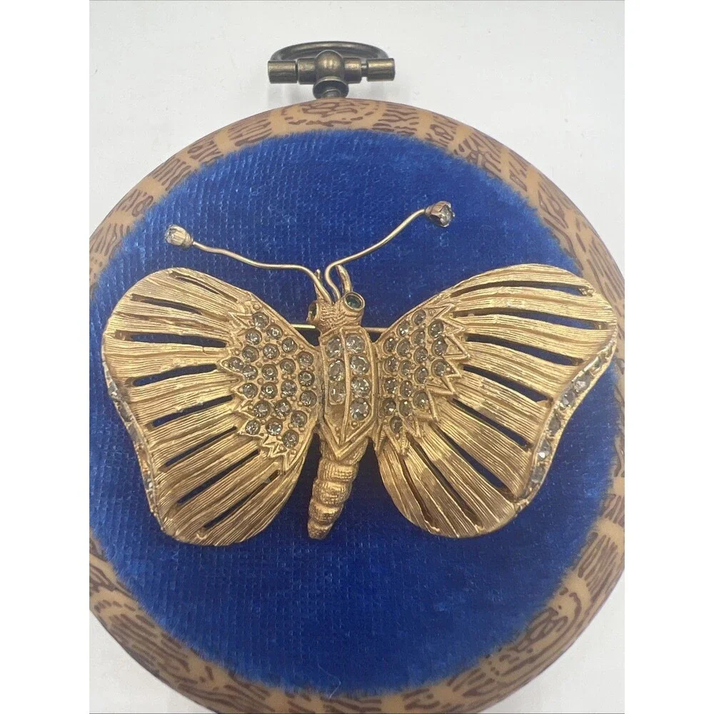 Vtg Butterfly Unsigned Schrager Brooch Large 3